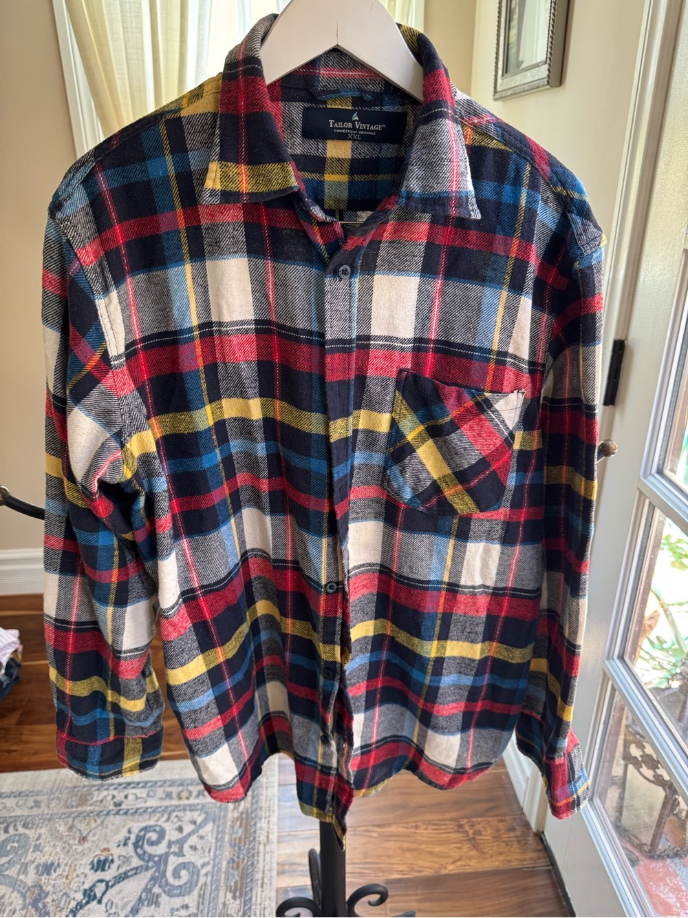 Tailor Vintage Men's Multicolor Plaid Flannel Shirt Size XXL